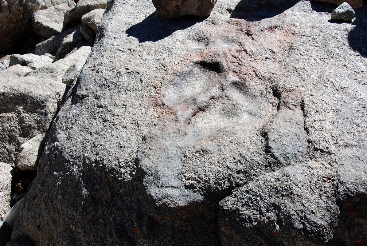 58 Milarepa Footprint Just Before Eastern Valley On Descent From Dolma La On Mount Kailash Outer Kora The trail passes another footprint of Milarepa just before reaching the eastern valley on the descent from the Dolma La.